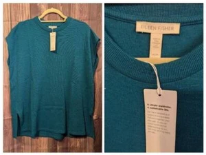 $ 298 Neu mit Etikett GROSSZÜGIG XS Eileen Fisher Juwel muschelig Rippstrick Rundhalsausschnitt Tunika Top - Bild 1 von 3