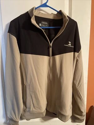 Pebble Beach Performance Zip Up  Mens  L Jacket Beige Black — 第 1/4 张图片
