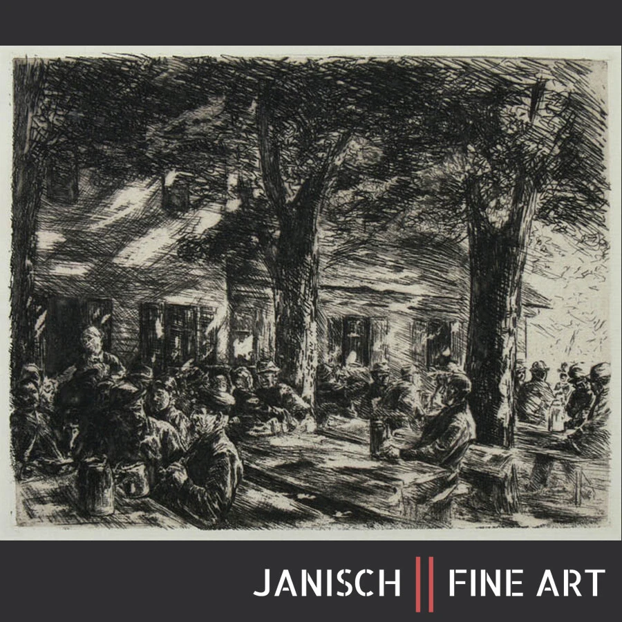 MAX LIEBERMANN - "Kellergarten in Rosenheim", handsignierte Radierung, 1895! - Bild 1 von 1