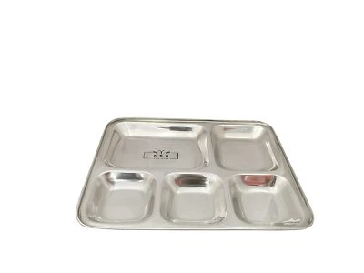 Edelstahl Essen Platte Pav Bhaji 5 IN 1 Quadratisch Schüsseln Küchengeräte - Bild 1 von 2