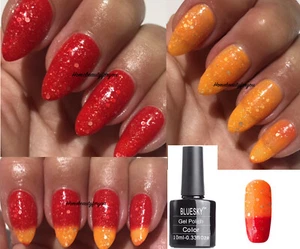 BLUESKY GEL NAIL POLISH ORANGE GLITTER COLOR CHANGE SUMMER TC25 UV LED SOAK OFF - Picture 1 of 1
