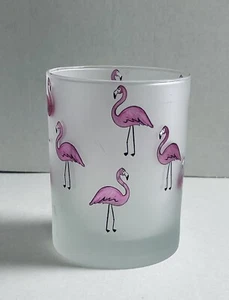 Culver Old Fashioned Glass Flamingo Bird Print, Culver Ltd. Frosted New - Foto 1 di 3