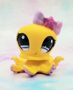Littlest Pet Shop Authentic # 1146 gelb lila Oktopus blaue Augen lila Schleife - Bild 1 von 4