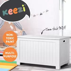 Keezi Kids Toy Box Chest Storage Blanket White Children Clothes Room Organiser - Picture 1 of 9