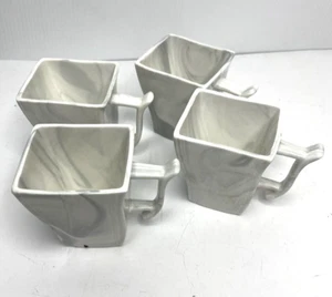 MALACASA Porcelain Coffee/ Tea Mug Set of 4 16 oz Marble Cut Design - Picture 1 of 8