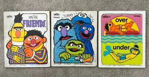 Lot of 3 SESAME STREET PLAYSKOOL Vintage Jigsaw Puzzles Bert Ernie Monsters - Picture 1 of 12