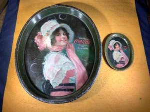V8-91 COCA-COLA TRAY AND TIP TRAY SET - 1914 BETTY - BOTH ALL ORIGINAL - WOW!!! - Picture 1 of 12