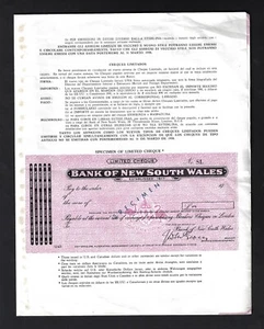 Australia , Bank of New South Wales Limited Cheques June 1963 Specimen - Picture 1 of 4