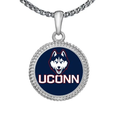 UConn Huskies Mens Womens 20" Lnk Chain Pendant Necklace w Gift Pkg D22 - Image 1 of 4
