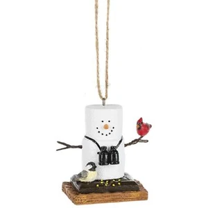 Ganz Smores Birdwatcher Snowman Plastic Christmas Ornament - Picture 1 of 1
