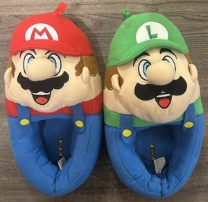 Super Mario Brothers Mario And Luigi Novelty Video Game Slippers Size 2-3 Youth - Picture 1 of 5