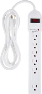 Amazon Basics Rectangular 6-Outlet Surge Protector Power Strip, 6-Foot Long Cord - Picture 1 of 6