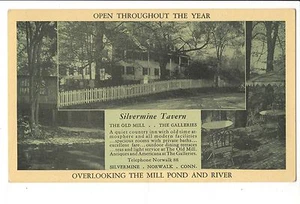 Vintage Postkarte Norwalk Conn Silvermine Taverne mit Blick auf Mühlenteich und Fluss - Bild 1 von 4