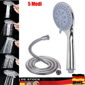 Modern Handbrause Duschkopf Brausekopf 5 Strahlarten mit 2,0M-Schlauch Bad DE - Bild 1 von 10