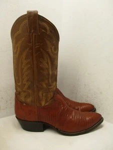 Justin Mens 8301 Brown Lizard Exotic Western Pointed Toe Cowboy Boots Size 9.5 D - Picture 1 of 12