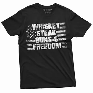 T-Shirt Whiskey Steak Guns and Freedom amerikanisches patriotisches T-Shirt 4. Juli - Bild 1 von 9