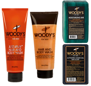 Woody's Hair & Body Wash/ Moisturizing Bar/ Mini Charcoal Soap - CHOOSE FROM: