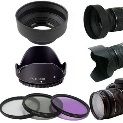58MM UV / CPL Polarizer / FLD Filter Kit + Lens Hood kit for Canon 18-55mm Lens - Image 1 of 4