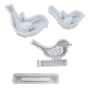 4x Heart Shaped Bird Holder Silicone Molds Love Bird Candlesticks Molds - Picture 1 of 8