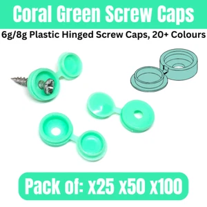 Paquetes de tapas de tornillo plegables de plástico VERDE CORAL 25 50 100 tamaño 6G-8G - Imagen 1 de 5