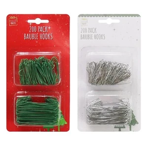 200 Multi-Purpose Christmas Tree Ornament Bauble Hooks - Green or Silver - Picture 1 of 3