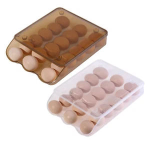 Refrigerator Egg Organizer Automatic Stackable Clear Egg Storage & Tray 18 Count - Picture 1 of 14