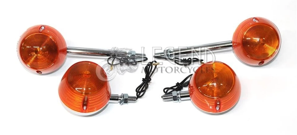 Suzuki Indicator Set Chromed Metal Front & Rear T200 T250 T350 T500 - D4-07 - Image 1 of 4