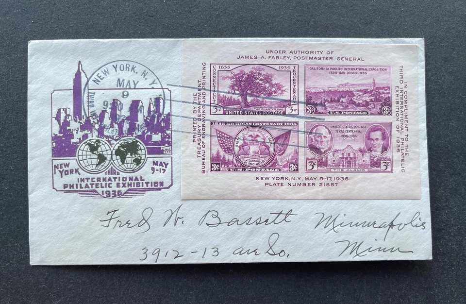 mystamps  US 778 FDC, International Philatelic Exhibition (May 9, 1936) - Image 1 of 1