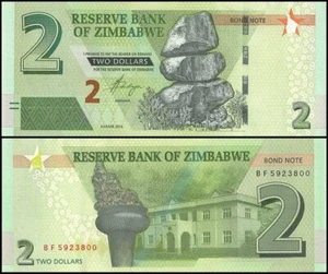 Zimbabwe 2$ Dollars 2019 #P101 UNC - Picture 1 of 1