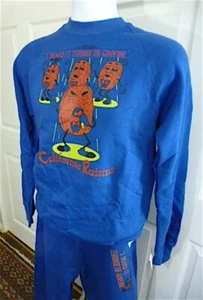 NOS California Raisins Sweatshirt/Sweatpants Deadstock Size M Blue 1980's Look!! - Picture 1 of 20