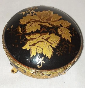 REDUZIERT Vintage Chinesisches Porzellan Schwarz Gold Schmuckschatulle mit Spiegel WY - Bild 1 von 5