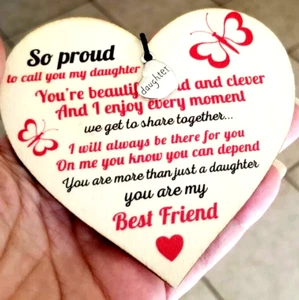 Daughter You are my Best Friend Daughter Wood Heart Sign Dorm Wall Decor - Picture 1 of 5