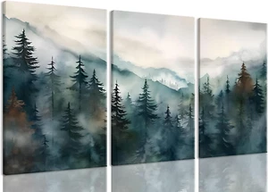 Mountain Nature Landscape Forest Abstract Prints Canvas Decor Wall Art 3pc - Picture 1 of 11