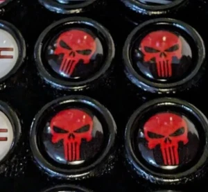 4x Tire Valve Stem Caps For Car Truck Universal Fitting PUNISHER RED - Picture 1 of 2