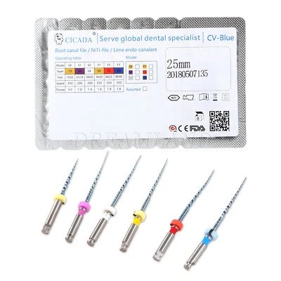 1 caja/6 piezas Tratamiento de endodoncia abolladura Niti limas puntas giratorias mezcladas 6 tipos H-1 Foto 1 de 4