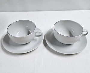 2 Royal Copenhagen Blue Line Tassen & Untertassen #3074 Tasse Untertasse Set grau Denmark - Bild 1 von 5