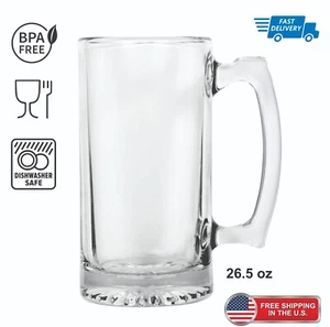 Glass Heavy Sports Mugs with Handles 26.5 oz. - Picture 1 of 3