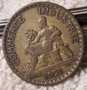 1921 ~ France 1 Franc ~ km#876 ~ Circulated French 1Fr. Bronze Coin - Picture 1 of 16
