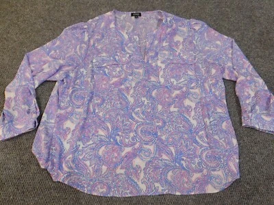 Jones New York 3X top purple floral geometric womens pullover polyester - Image 1 of 4