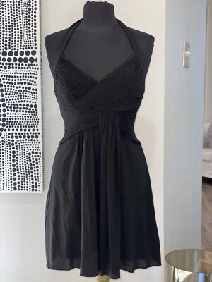 BCBG MAXAZRIA Lil Black Mini Dress LBD Cocktail Ruched Sweetheart Backless MED - Image 1 of 4