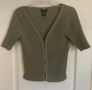 Banana Republic~Women’s Olive Green~V Neck ~hook & Eye Sweater ~Size L - Picture 1 of 9