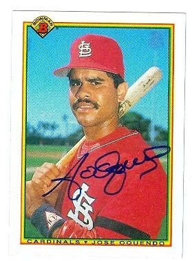 Jose Oquendo autographed baseball card St Louis Cardinals 1990 Topps Bowman #200 - Image 1 of 1