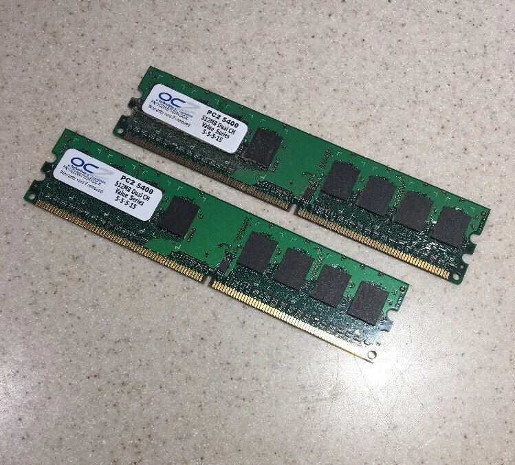 OC Dual Channel 2x512mb Ram PC2 5400 1gb Total - Image 1 of 1