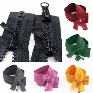 TWO WAY Chunky Zip #5 Open End 2 Sliders Plastic Teeth 70 - 90cm Strong Fastener - Picture 1 of 34