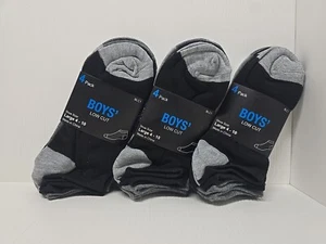 12 Pairs Boys Low Cut Socks Size Large 4 - 10 Black White Grey, Collective Soles - Picture 1 of 9
