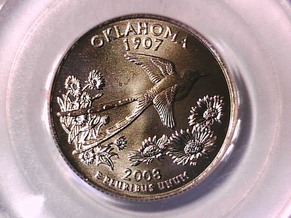 Oklahoma 2008 P Washington State Quarter PCGS MS 68 Satin Finish 13514603 - Image 1 of 3