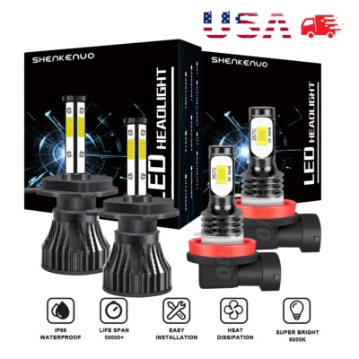 Kit de 4 faros LED haz alto/bajo + bombillas antiniebla para Mitsubishi Mirage 2014-2019 Foto 1 de 4