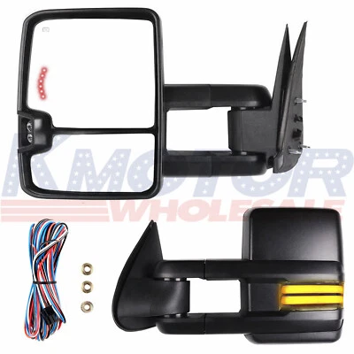 Tow Mirrors 2PC Power Heated Dynamic Signal For GMC Sierra 1500 2500 3500 99-02 - Image 1 of 4