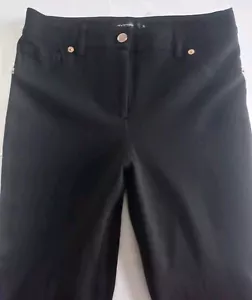 PORTMANS BLACK STRETCH PONTE ANKLE LENGTH THICK PANTS GOLD ZIP SIZE 10. BNWOT - Picture 1 of 12