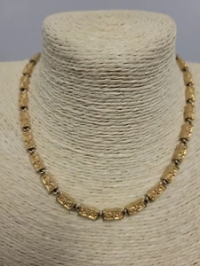 Vintage Monet Gold Tone Rectangle Box Dot and X Link Necklace J Clasp Estate HTF - Picture 1 of 11